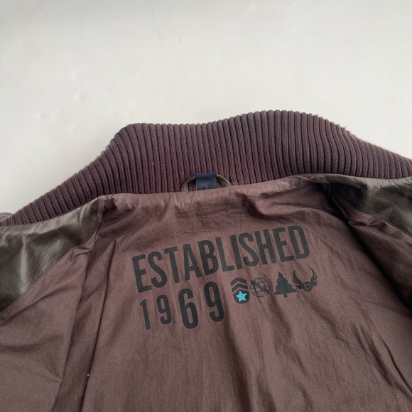 Gap men’s brown genuine leather bomber jacket with ribbed collar / L - Picture 4 of 11